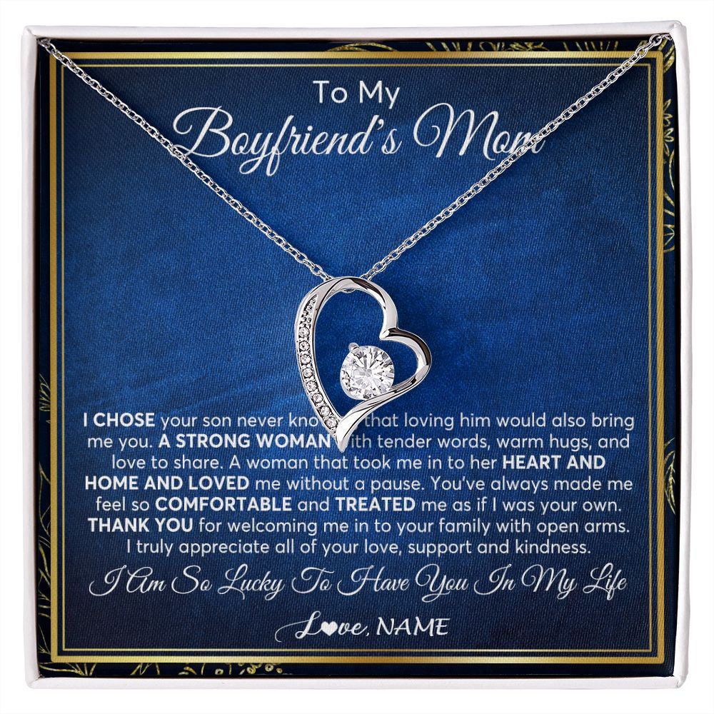 Forever Love Necklace | Personalized To My Boyfriend's Mom Necklace From Daughter A Strong Women Mother In Law Birthday Mothers Day Christmas Customized Gift Box Message Card | teecentury