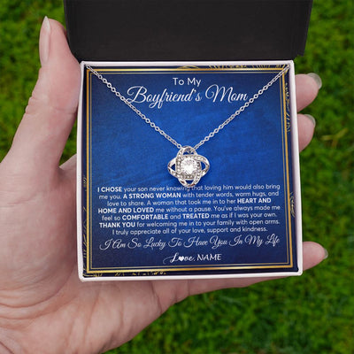Love Knot Necklace | Personalized To My Boyfriend's Mom Necklace From Daughter A Strong Women Mother In Law Birthday Mothers Day Christmas Customized Gift Box Message Card | teecentury