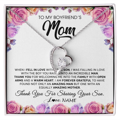 Forever Love Necklace | Personalized To My Boyfriend's Mom Necklace From Daughter A Warm Heart Mother In Law Mothers Day Wedding Birthday Christmas Customized Gift Box Message Card | teecentury