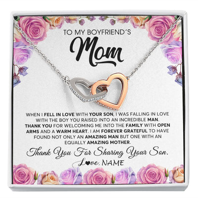Interlocking Hearts Necklace | Personalized To My Boyfriend's Mom Necklace From Daughter A Warm Heart Mother In Law Mothers Day Wedding Birthday Christmas Customized Gift Box Message Card | teecentury