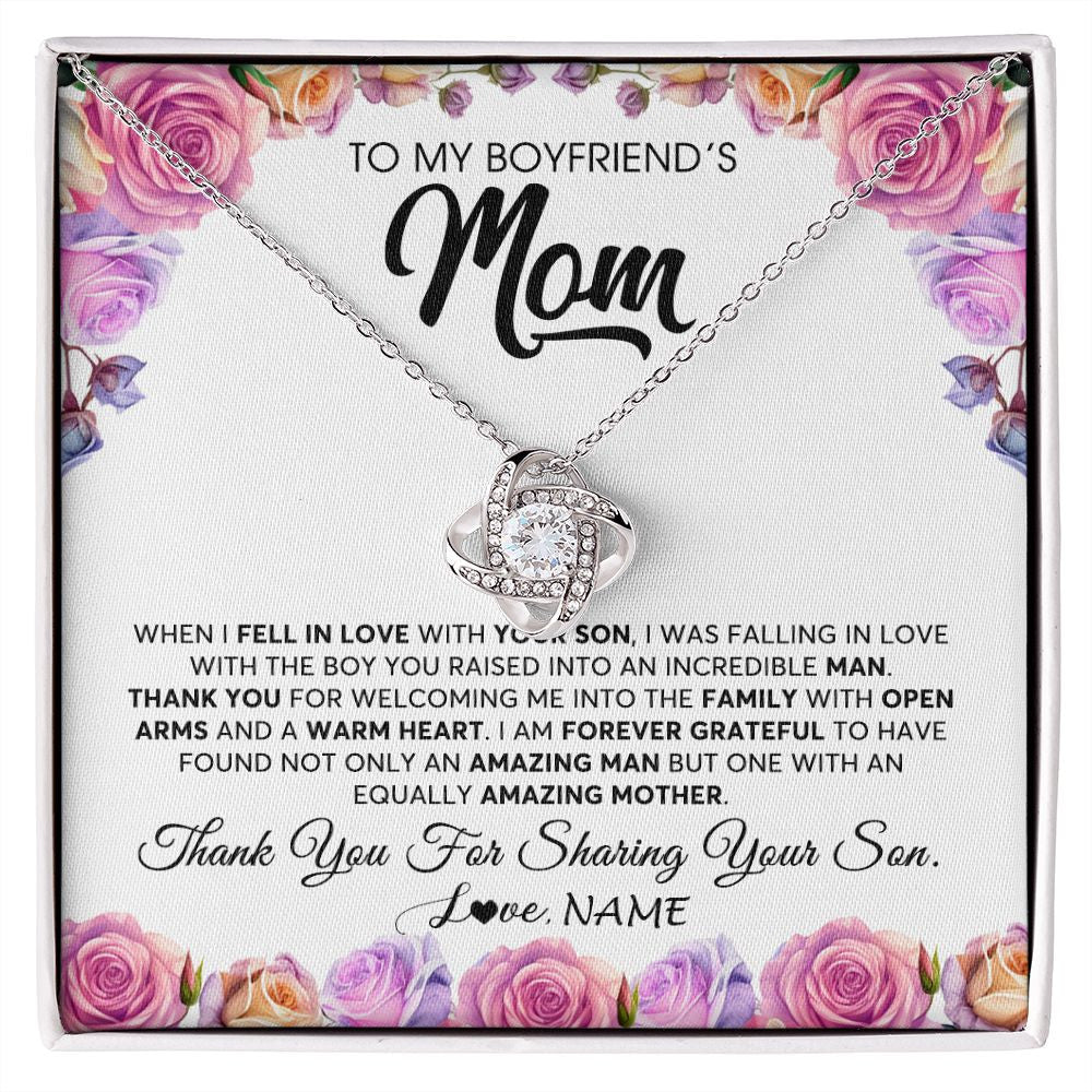Love Knot Necklace | Personalized To My Boyfriend's Mom Necklace From Daughter A Warm Heart Mother In Law Mothers Day Wedding Birthday Christmas Customized Gift Box Message Card | teecentury