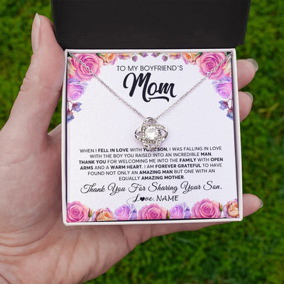 Love Knot Necklace | Personalized To My Boyfriend's Mom Necklace From Daughter A Warm Heart Mother In Law Mothers Day Wedding Birthday Christmas Customized Gift Box Message Card | teecentury