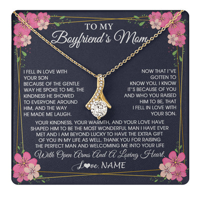 Alluring Beauty Necklace 18K Yellow Gold Finish | 1 | Personalized To My Boyfriend's Mom Necklace Gifts Thank You Welcoming Me Mother In Law Mother Of The Groom Birthday Wedding Customized Gift Box Message Card | teecentury