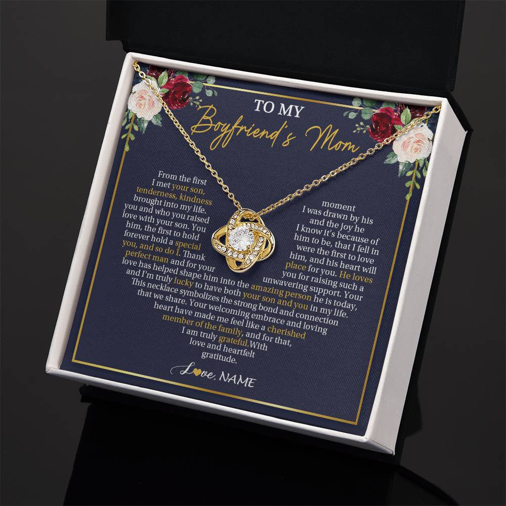 Love Knot Necklace 18K Yellow Gold Finish | 2 | Personalized To My Boyfriend's Mom Necklace Gifts Truly Grateful Mother In Law Mothers Day Birthday Gifts Wedding Presents Customized Gift Box Message Card | teecentury