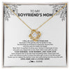 Love Knot Necklace 18K Yellow Gold Finish | Personalized To My Boyfriend's Mom Necklace I Fell In Love With Your Son Boyfriends Mom Mother's Day Birthday Pendant Jewelry Customized Gift Box Message Card | teecentury