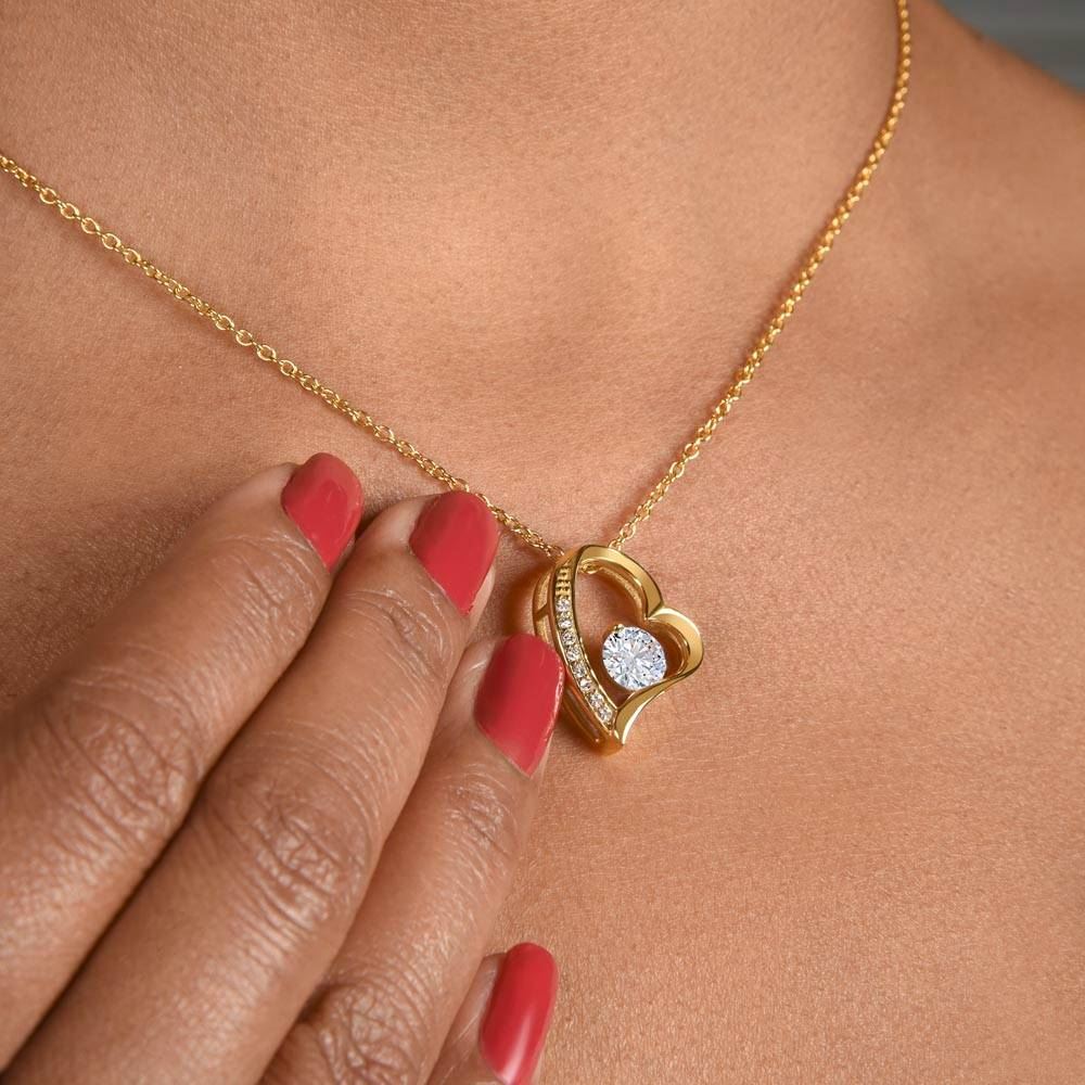 Forever Love Necklace 18K Yellow Gold Finish | Personalized To My Boyfriend's Mom Necklace I Will Forever Be Grateful To You Boyfriend's Mom Mother's Day Pendant Jewelry Customized Gift Box Message Card | teecentury