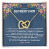 Interlocking Hearts Necklace 18K Yellow Gold Finish | Personalized To My Boyfriend's Mom Necklace I am Grateful For You And Your Son Boyfriend's Mom Mother's Day Birthday Jewelry Customized Gift Box Message Card | teecentury