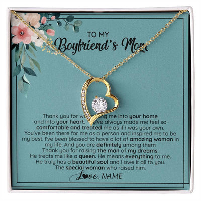 Forever Love Necklace 18K Yellow Gold Finish | 1 | Personalized To My Boyfriend's Mom Necklace Thank You For Creating My Best Friend Jewelry Birthday Anniversary Wedding Day Christmas Customized Message Card | teecentury