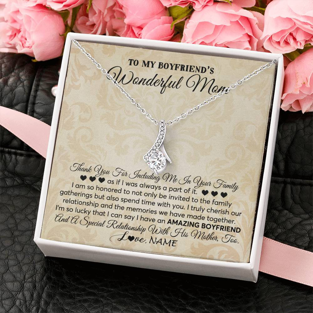 Alluring Beauty Necklace | Personalized To My Boyfriend's Mom Necklace Thank You Including Me In Your Family Mother In Law Mothers Day Christmas Jewelry Customized Gift Box Message Card | teecentury