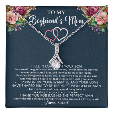Alluring Beauty Necklace 14K White Gold Finish | 1 | Personalized To My Boyfriend's Mom Necklace Thank You Mother In Law Mother Of The Groom Birthday Wedding Mothers Day Christmas Customized Gift Box Message Card | teecentury