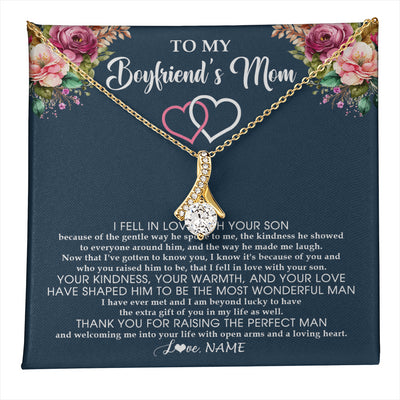 Alluring Beauty Necklace 18K Yellow Gold Finish | 1 | Personalized To My Boyfriend's Mom Necklace Thank You Mother In Law Mother Of The Groom Birthday Wedding Mothers Day Christmas Customized Gift Box Message Card | teecentury