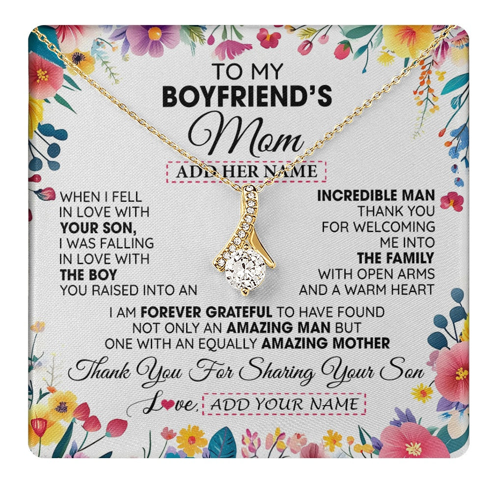 Alluring Beauty Necklace 18K Yellow Gold Finish | 1 | Personalized To My Boyfriends Mom Gifts Necklace Mothers Day Gifts For Boyfriends Mom From Girlfriend Mother In Law Birthday Christmas Gift Box Message Card | teecentury.myshopify