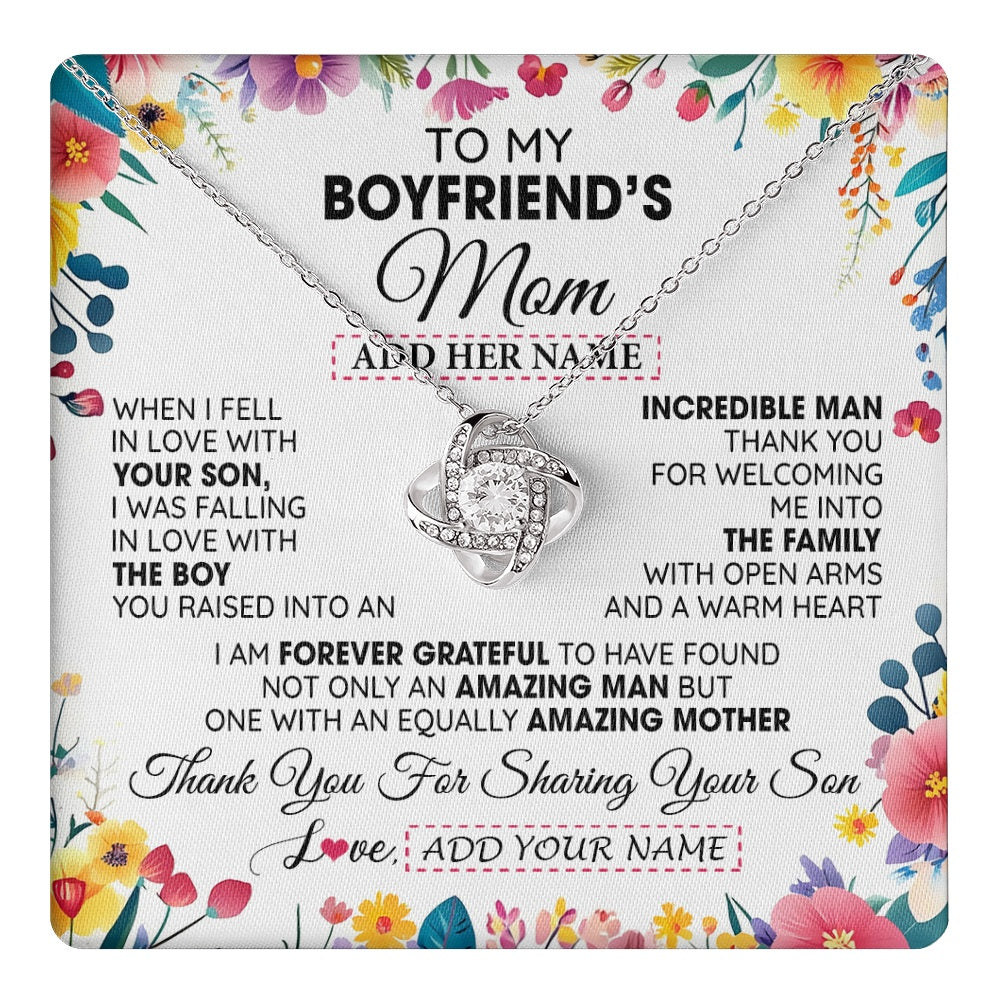 Love Knot Necklace 14K White Gold Finish | 1 | Personalized To My Boyfriends Mom Gifts Necklace Mothers Day Gifts For Boyfriends Mom From Girlfriend Mother In Law Birthday Christmas Gift Box Message Card | teecentury.myshopify