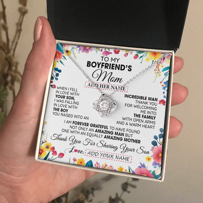 Love Knot Necklace 14K White Gold Finish | 2 | Personalized To My Boyfriends Mom Gifts Necklace Mothers Day Gifts For Boyfriends Mom From Girlfriend Mother In Law Birthday Christmas Gift Box Message Card | teecentury.myshopify