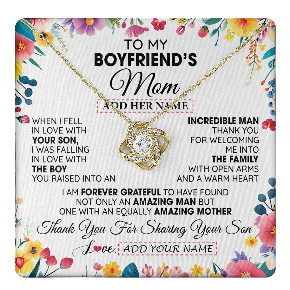 Love Knot Necklace 18K Yellow Gold Finish | 1 | Personalized To My Boyfriends Mom Gifts Necklace Mothers Day Gifts For Boyfriends Mom From Girlfriend Mother In Law Birthday Christmas Gift Box Message Card | teecentury.myshopify
