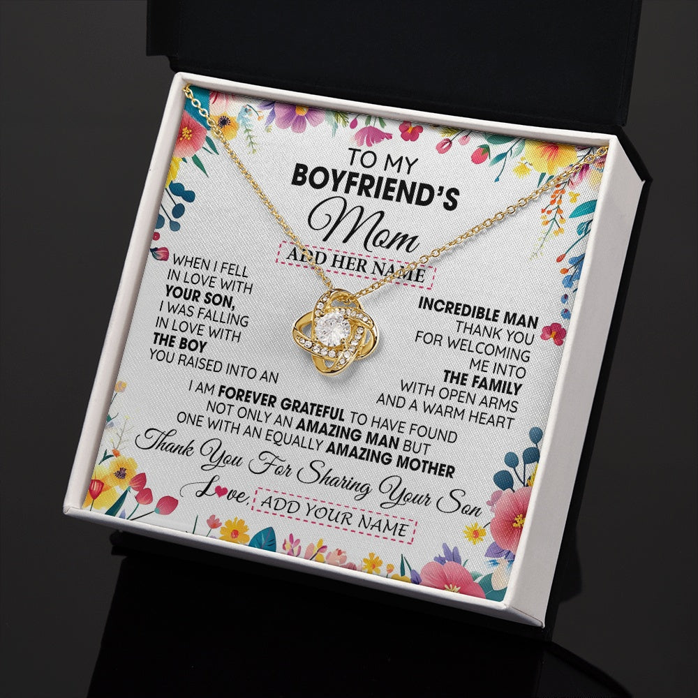 Love Knot Necklace 18K Yellow Gold Finish | 2 | Personalized To My Boyfriends Mom Gifts Necklace Mothers Day Gifts For Boyfriends Mom From Girlfriend Mother In Law Birthday Christmas Gift Box Message Card | teecentury.myshopify