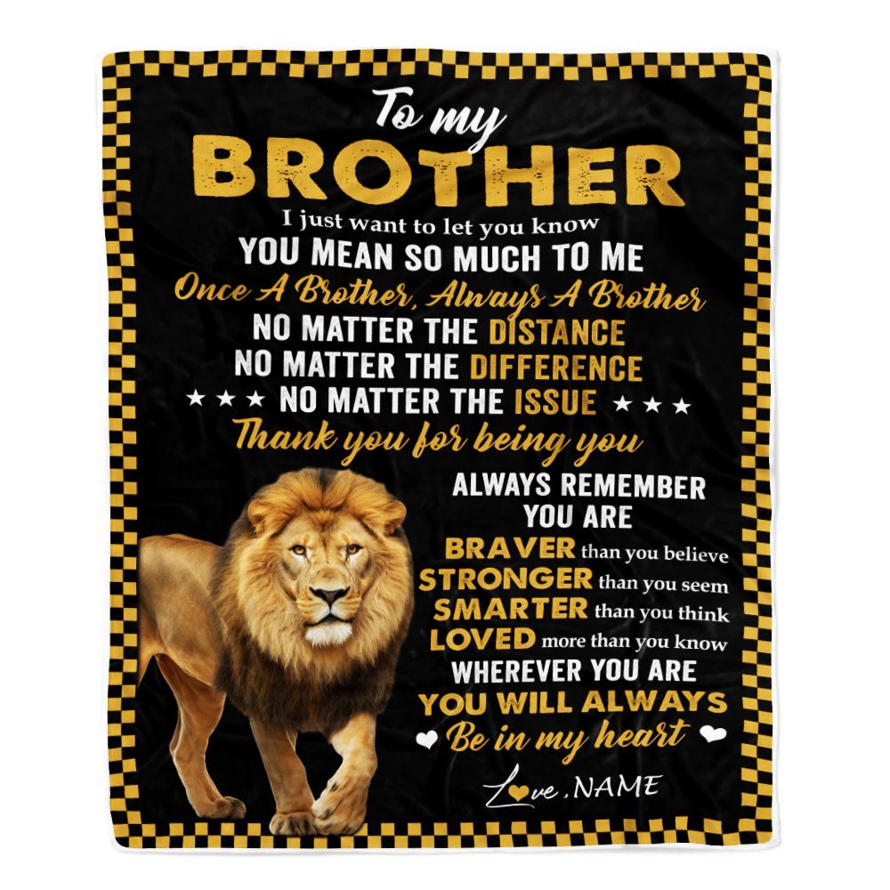 Personalized To My Brother Blanket From Sister Lion Always A Brother For Men Big Brother Birthday Graduation Christmas Customized Gift Bed Fleece Throw Blanket | teecentury