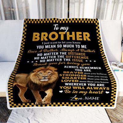 Personalized To My Brother Blanket From Sister Lion Always A Brother For Men Big Brother Birthday Graduation Christmas Customized Gift Bed Fleece Throw Blanket | teecentury