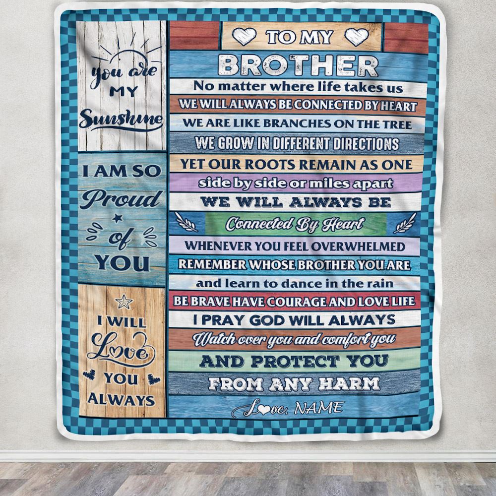 Personalized To My Brother Blanket From Sister Wood No Matter Where Life Takes Us Soul Sister Birthday Christmas Graduation Customized Fleece Throw Blanket | teecentury