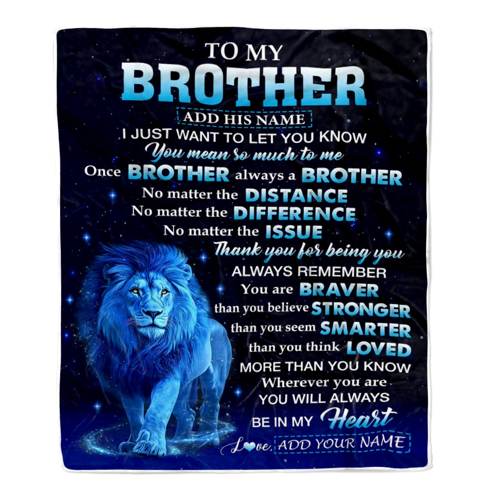 Personalized To My Brother Gifts From Sister Blanket Lion Always A Big Brother Birthday Gifts Graduation Ideas Presents Christmas Gift Custom Fleece Blanket | teecentury