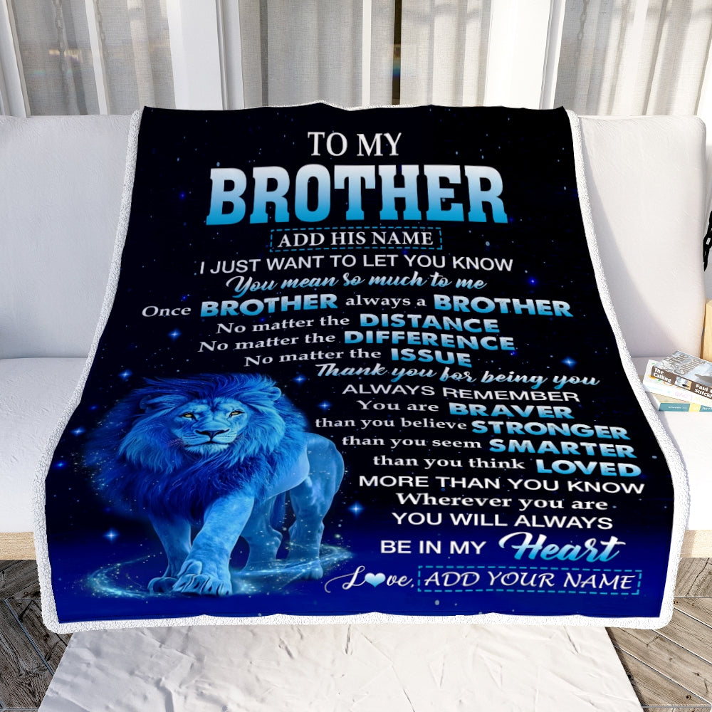 Personalized To My Brother Gifts From Sister Blanket Lion Always A Big Brother Birthday Gifts Graduation Ideas Presents Christmas Gift Custom Fleece Blanket | teecentury