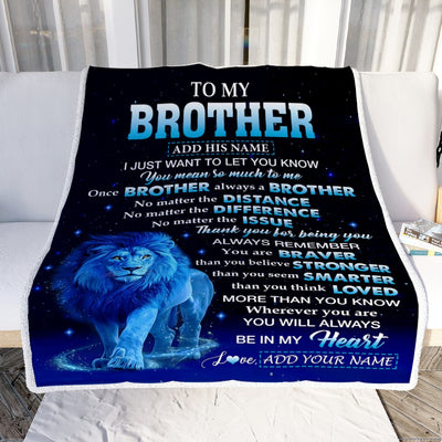 Personalized To My Brother Gifts From Sister Blanket Lion Always A Big Brother Birthday Gifts Graduation Ideas Presents Christmas Gift Custom Fleece Blanket | teecentury