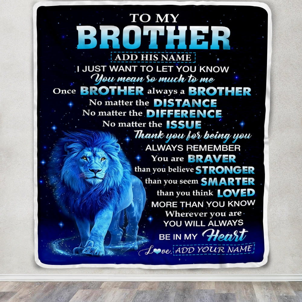 Personalized To My Brother Gifts From Sister Blanket Lion Always A Big Brother Birthday Gifts Graduation Ideas Presents Christmas Gift Custom Fleece Blanket | teecentury
