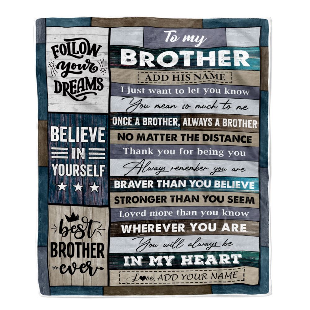 Personalized To My Brother Gifts From Sister Blanket Wood Always A Brother Birthday Gifts Ideas For Brother Graduation Christmas Customized Fleece Blanket | teecentury