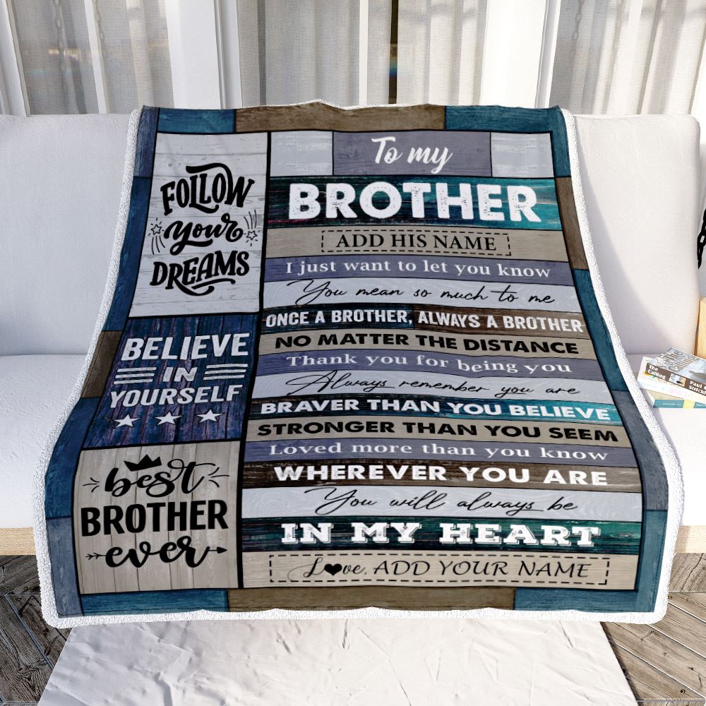 Personalized To My Brother Gifts From Sister Blanket Wood Always A Brother Birthday Gifts Ideas For Brother Graduation Christmas Customized Fleece Blanket | teecentury