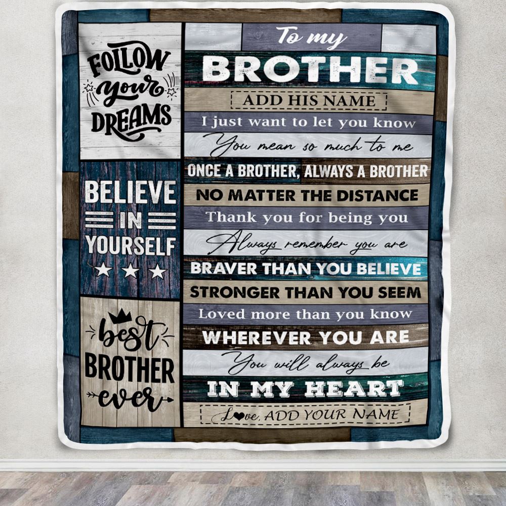 Personalized To My Brother Gifts From Sister Blanket Wood Always A Brother Birthday Gifts Ideas For Brother Graduation Christmas Customized Fleece Blanket | teecentury