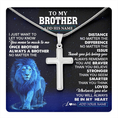 Stainless Cross Necklace Stainless Steel | 1 | Personalized To My Brother Gifts From Sister Necklace Lion Always A Big Brother Birthday Gifts Graduation Ideas Presents Christmas Custom Gift Box Message Card | https://teecentury.