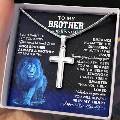 Stainless Cross Necklace Stainless Steel | 2 | Personalized To My Brother Gifts From Sister Necklace Lion Always A Big Brother Birthday Gifts Graduation Ideas Presents Christmas Custom Gift Box Message Card | https://teecentury.