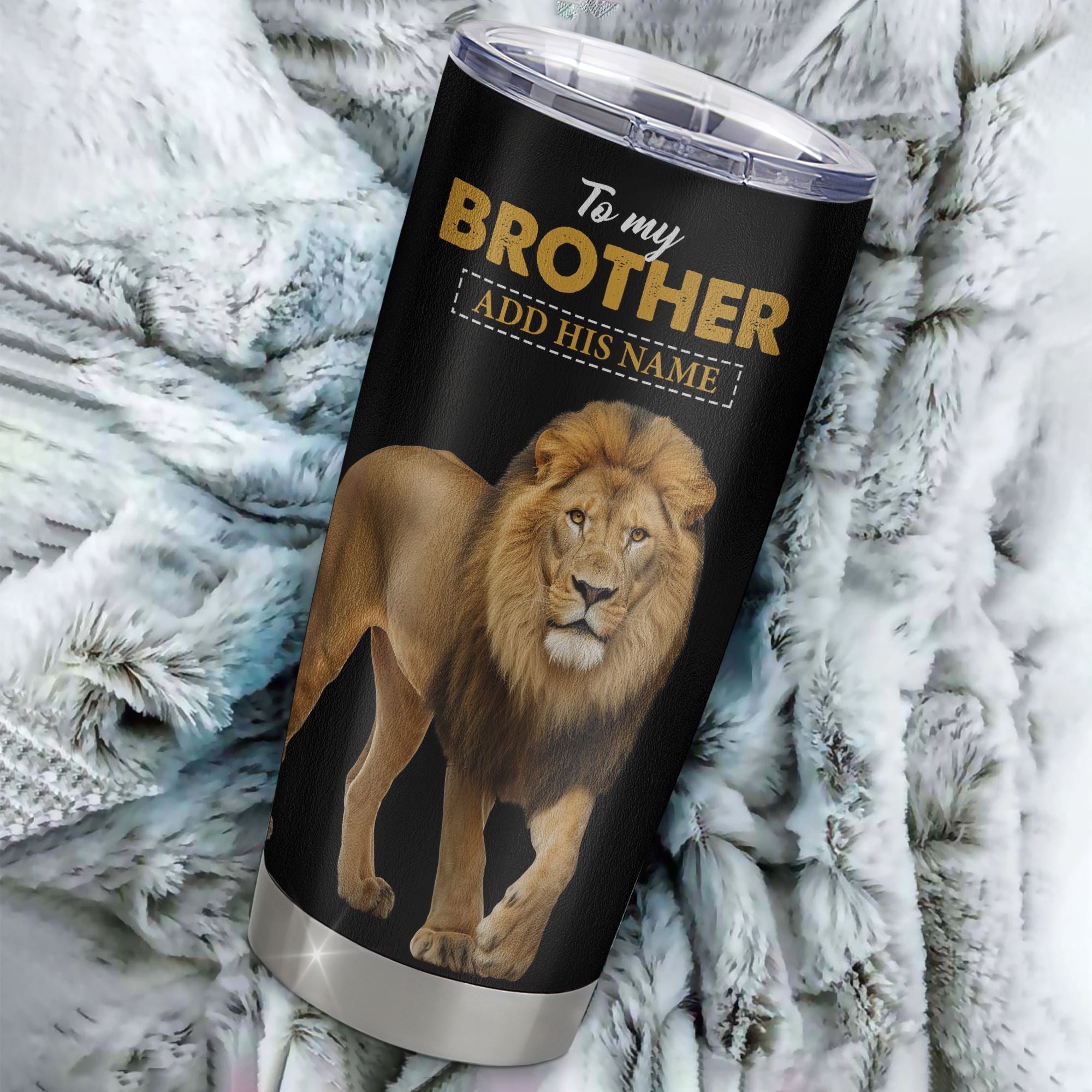 Personalized To My Brother Tumbler From Sister Lion Always A Brother For Men Big Brother Birthday Graduation Christmas Custom Stainless Steel Cup Travel Mug | teecentury