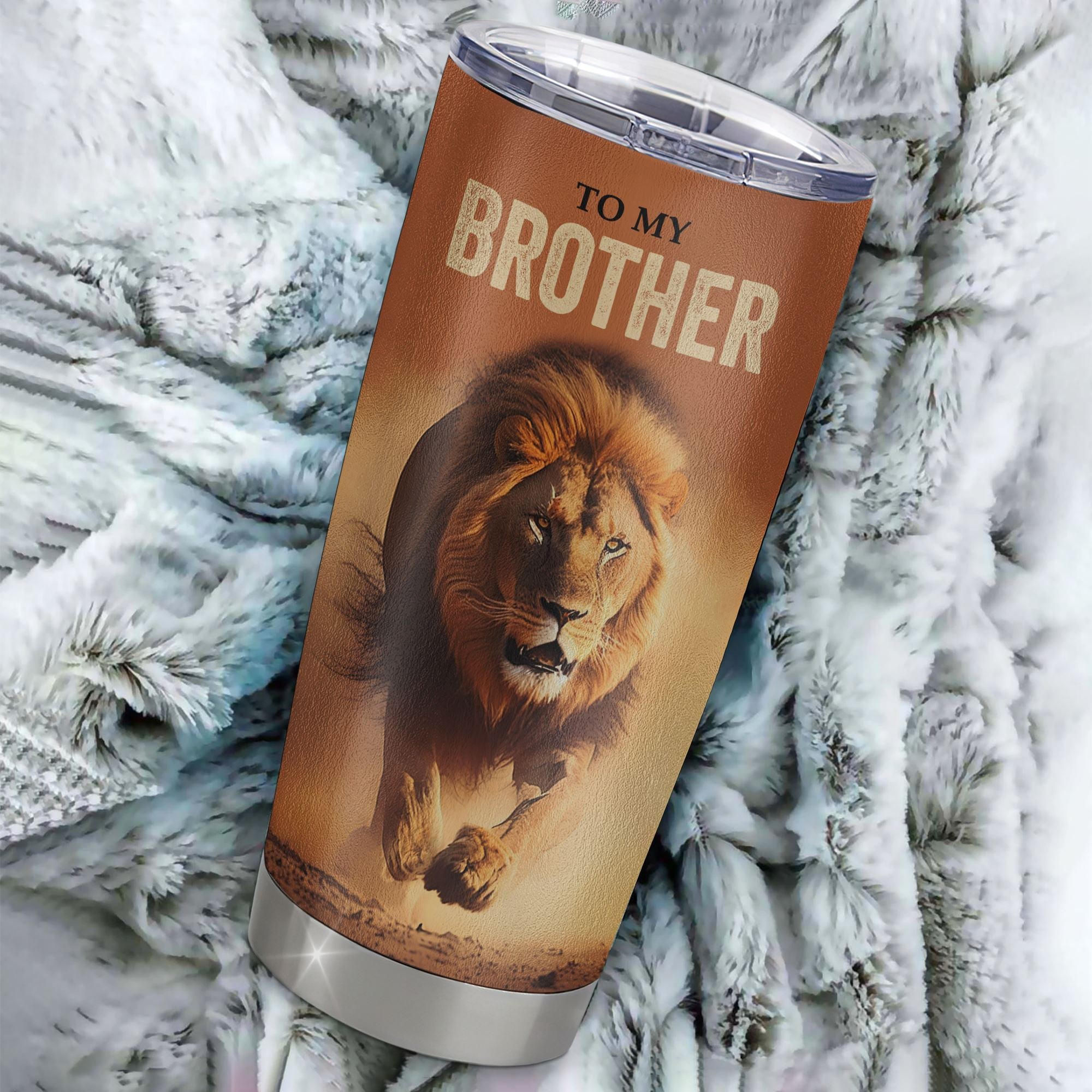 Personalized To My Brother Tumbler From Sister Stainless Steel Cup You Always In My Heart Lion Brother Birthday Graduation Christmas Custom Gift Travel Mug | teecentury