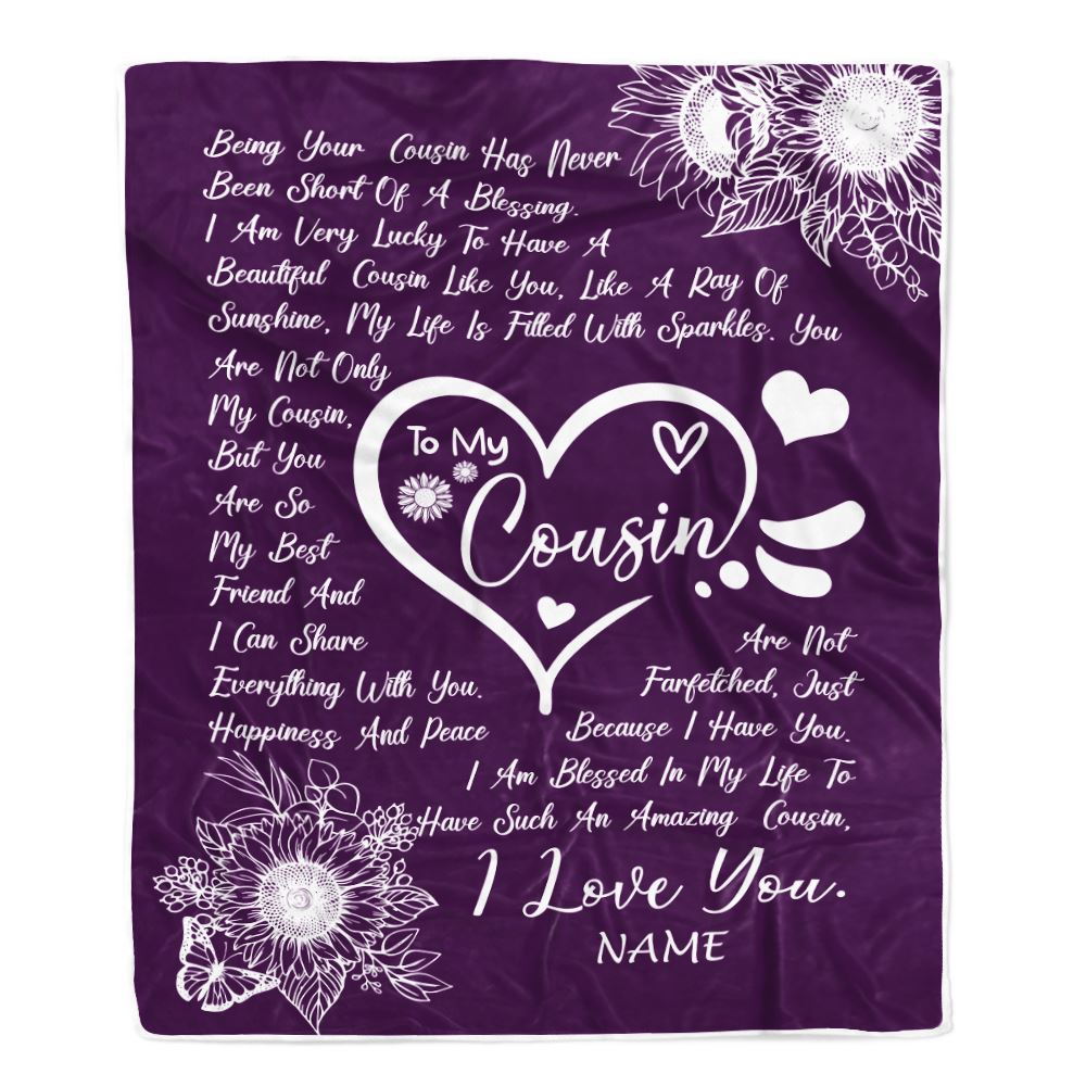 Personalized To My Cousin Blanket From A Good Friend Sunflower Like You Like A Ray Of Sunshine Birthday Graduation Christmas Customized Bed Fleece Blanket | teecentury