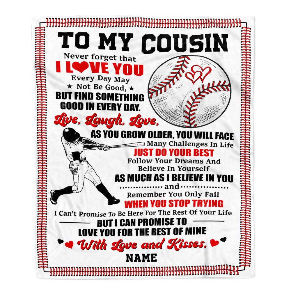 Personalized To My Cousin Blanket From Family I Believe In You Baseball Brother Birthday Graduation Christmas Customized Bed Fleece Throw Blanket | teecentury