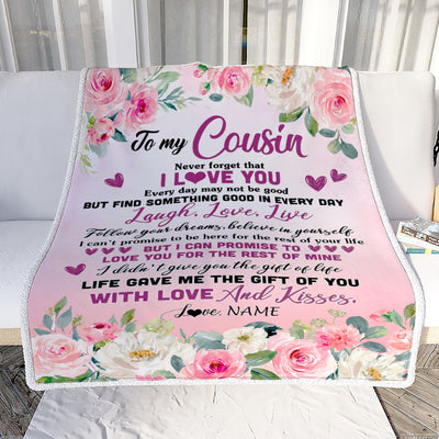 Personalized To My Cousin Blanket From Family Never Forget I Love You Flower Cousin Birthday Graduation Christmas Customized Bed Fleece Throw Blanket | teecentury