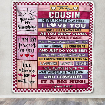 Personalized To My Cousin Blanket From Family Wood Never Forget How Much I Love You Cousin Birthday Graduation Christmas Customized Fleece Throw Blanket | teecentury