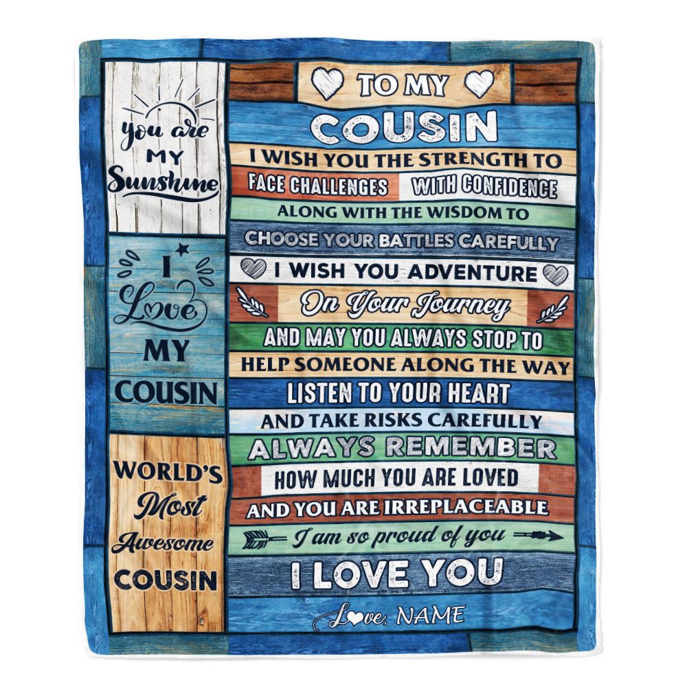 Personalized To My Cousin Blanket From Family Wood Remember To Be Awesome Cousin Birthday Graduation Christmas Customized Fleece Throw Blanket | teecentury