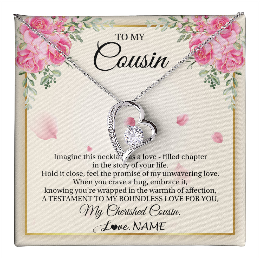 Forever Love Necklace 14K White Gold Finish | 1 | Personalized To My Cousin From Family Imagine This Necklace As A Love Cousin Birthday Gifts Jewelry Graduation Christmas Customized Gift Box Message Card | teecentury