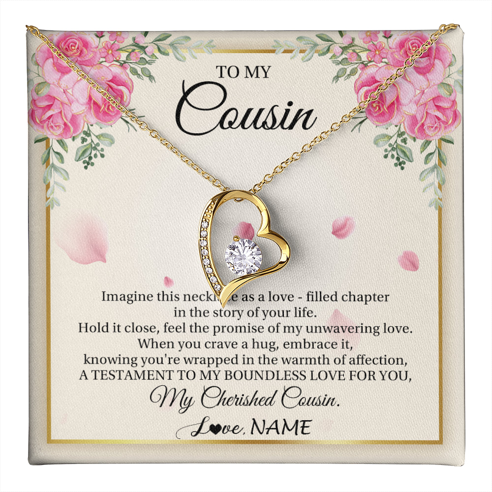 Forever Love Necklace 18K Yellow Gold Finish | 1 | Personalized To My Cousin From Family Imagine This Necklace As A Love Cousin Birthday Gifts Jewelry Graduation Christmas Customized Gift Box Message Card | teecentury