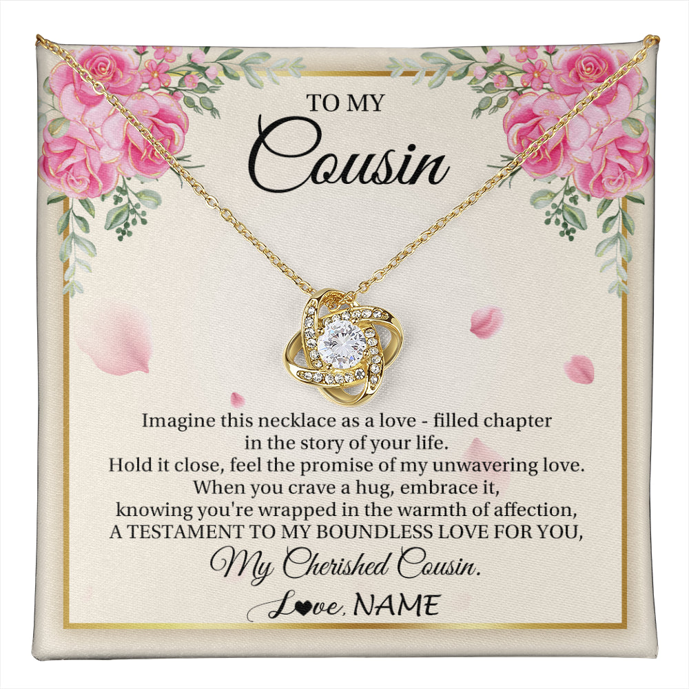 Love Knot Necklace 18K Yellow Gold Finish | 1 | Personalized To My Cousin From Family Imagine This Necklace As A Love Cousin Birthday Gifts Jewelry Graduation Christmas Customized Gift Box Message Card | teecentury