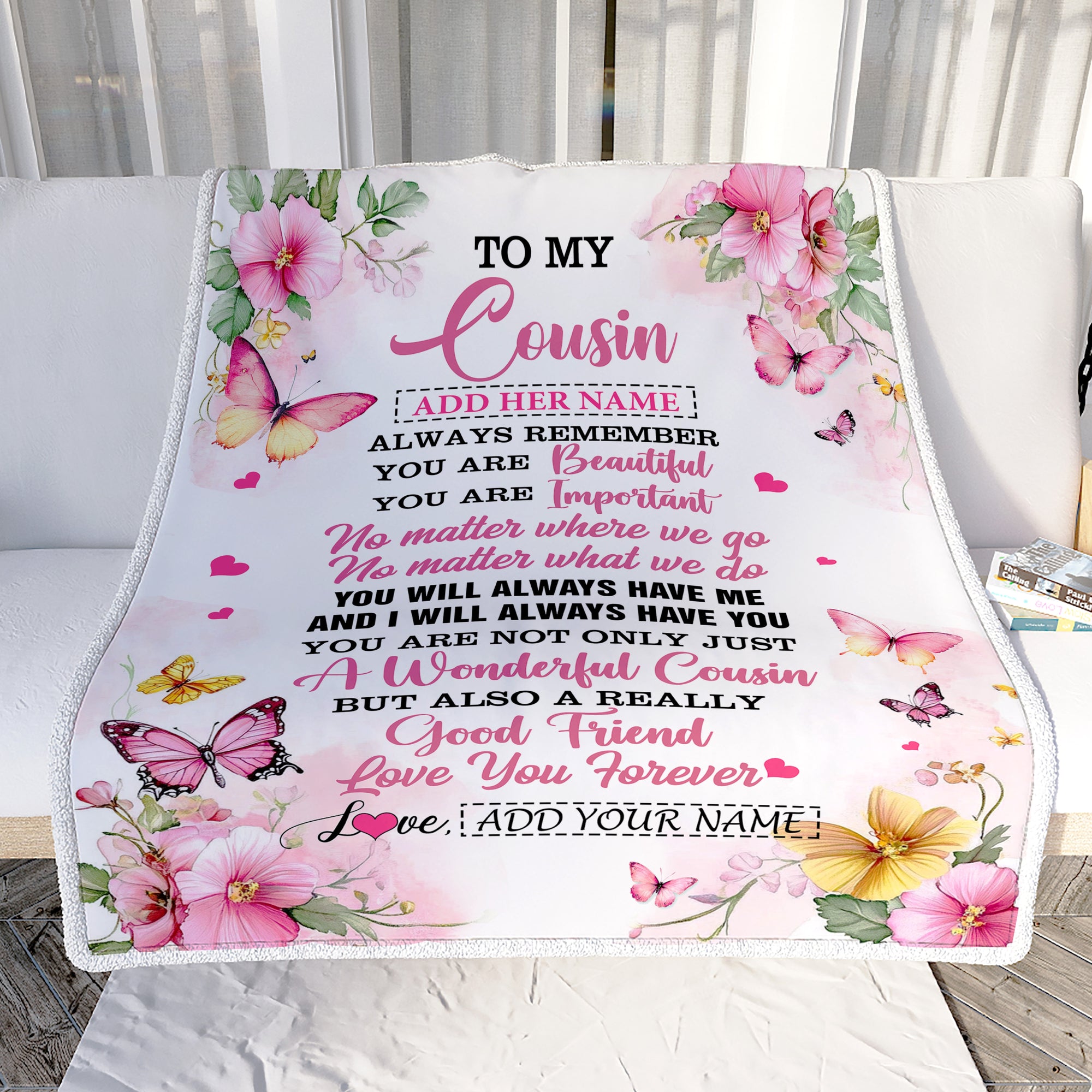 Personalized To My Cousin Gifts Blanket From Family You Are Beautiful Birthday Gifts For Cousin Graduation Christmas Custom Fleece Throw Blanket | teecentury