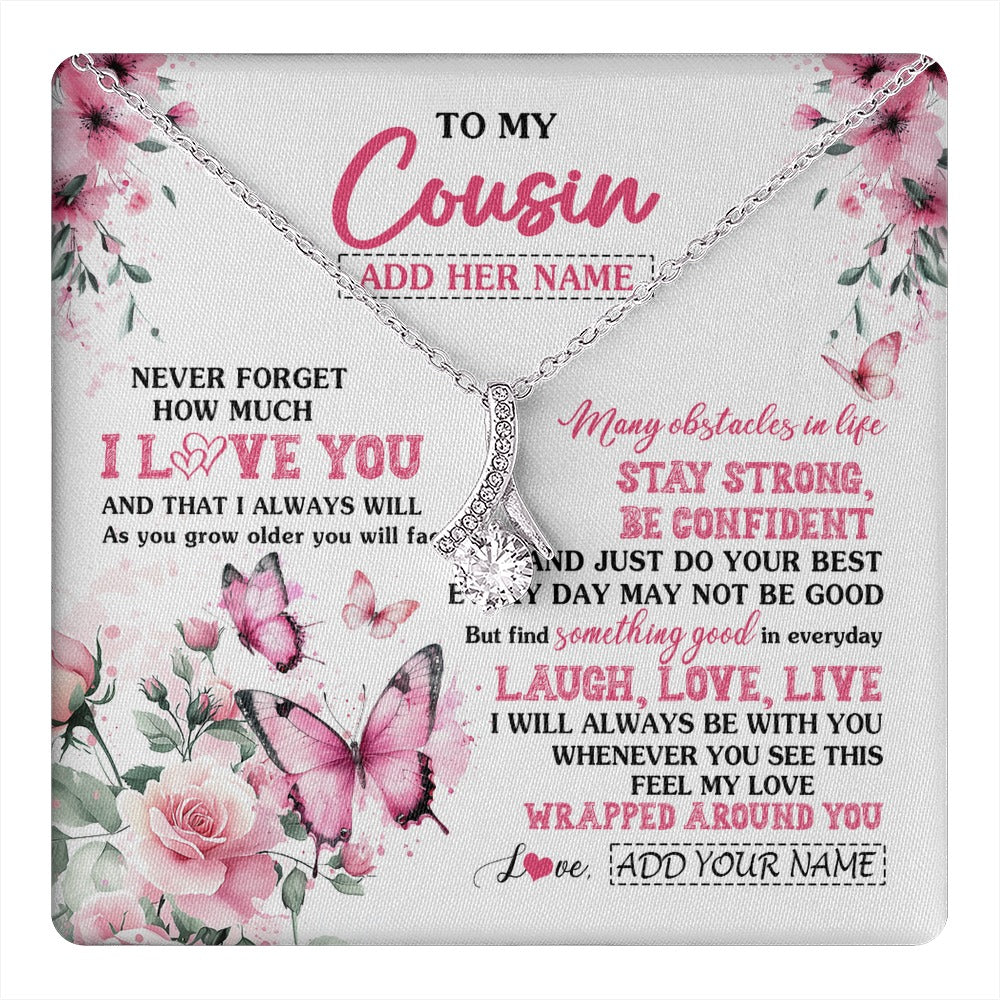 Alluring Beauty Necklace 14K White Gold Finish | 1 | Personalized To My Cousin Gifts From Family Necklace I Love You Butterfly Birthday Gifts For Cousin Graduation Christmas Custom Gift Box Message Card | https://teecentury.