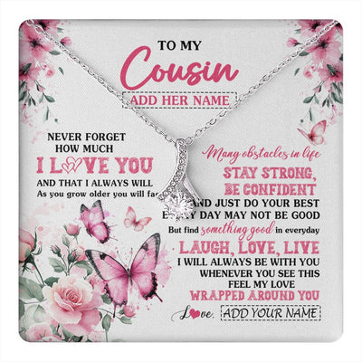 Alluring Beauty Necklace 14K White Gold Finish | 1 | Personalized To My Cousin Gifts From Family Necklace I Love You Butterfly Birthday Gifts For Cousin Graduation Christmas Custom Gift Box Message Card | https://teecentury.