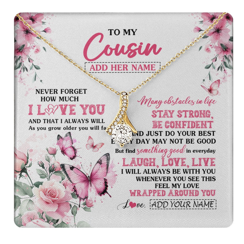 Alluring Beauty Necklace 18K Yellow Gold Finish | 1 | Personalized To My Cousin Gifts From Family Necklace I Love You Butterfly Birthday Gifts For Cousin Graduation Christmas Custom Gift Box Message Card | https://teecentury.