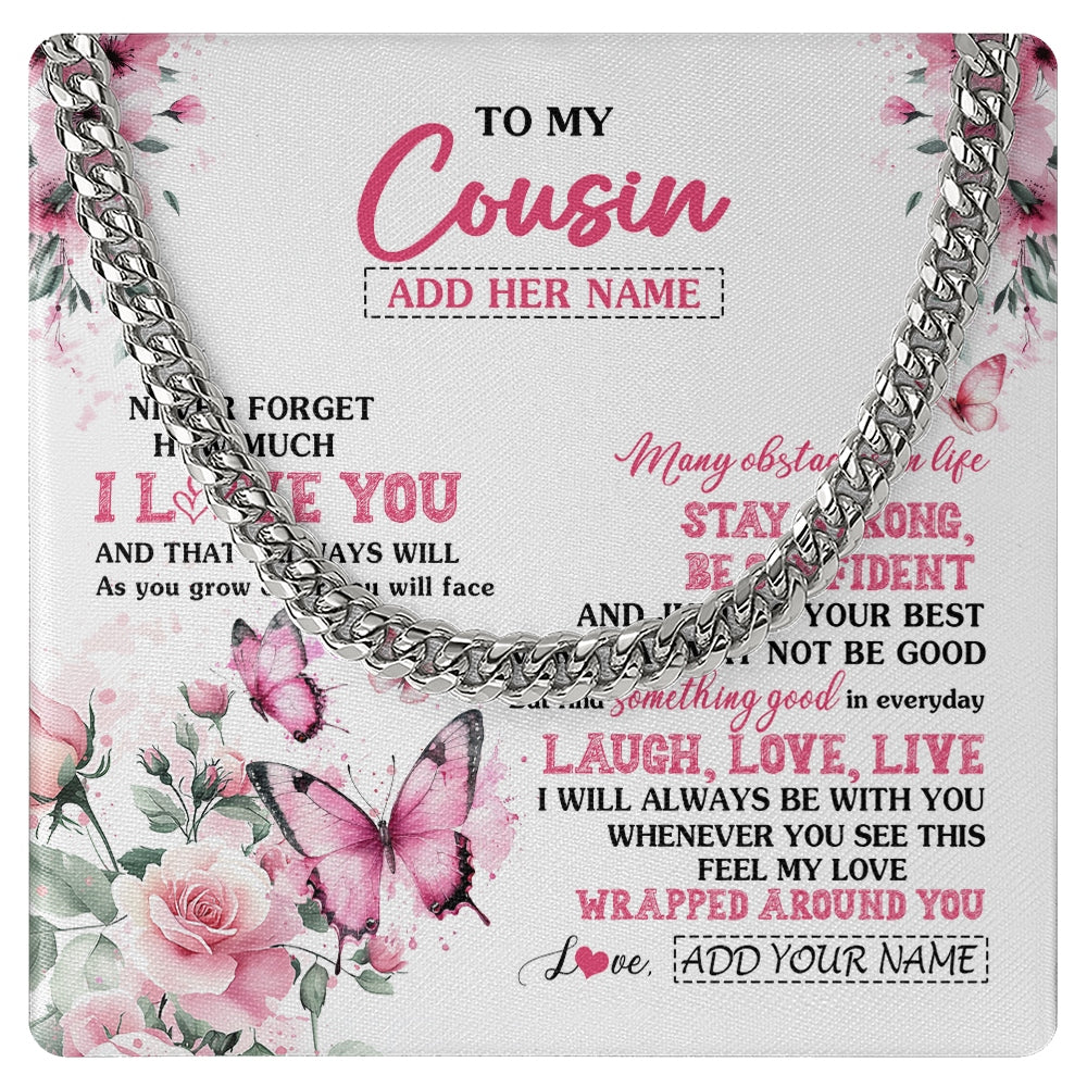 Cuban Link Chain Necklace Stainless Steel | 1 | Personalized To My Cousin Gifts From Family Necklace I Love You Butterfly Birthday Gifts For Cousin Graduation Christmas Custom Gift Box Message Card | https://teecentury.