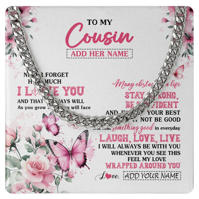 Cuban Link Chain Necklace Stainless Steel | 1 | Personalized To My Cousin Gifts From Family Necklace I Love You Butterfly Birthday Gifts For Cousin Graduation Christmas Custom Gift Box Message Card | https://teecentury.