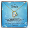 Forever Love Necklace 18K Yellow Gold Finish | Personalized To My Cousin Necklace From Family Always Remember You Are Braver Cousin Pendant Jewelry Birthday Graduation Christmas Customized Message Card | teecentury