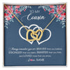 Interlocking Hearts Necklace 18K Yellow Gold Finish | Personalized To My Cousin Necklace From Family Braver Stronger Smarter Loved Cousin Pendant Jewelry Birthday Graduation Christmas Customized Message Card | teecentury